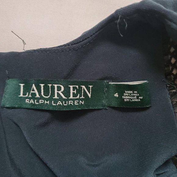 Lauren Ralph Lauren Women's Jonni Faux Leather Trim Gathered Sheath Dress Size 4 - Picture 15 of 15